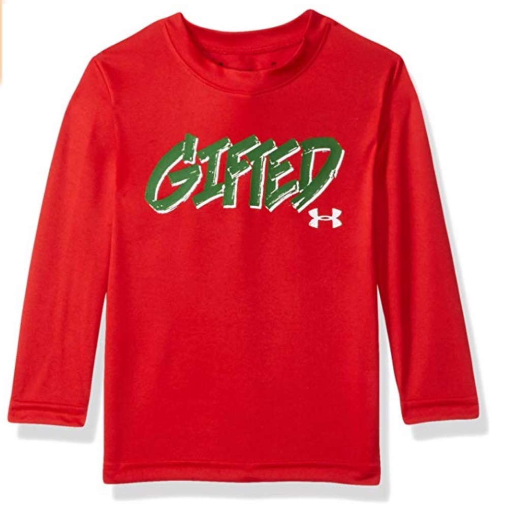 UNDER ARMOUR BOYS SIZE 4 RED “GIFTED” LS TEE